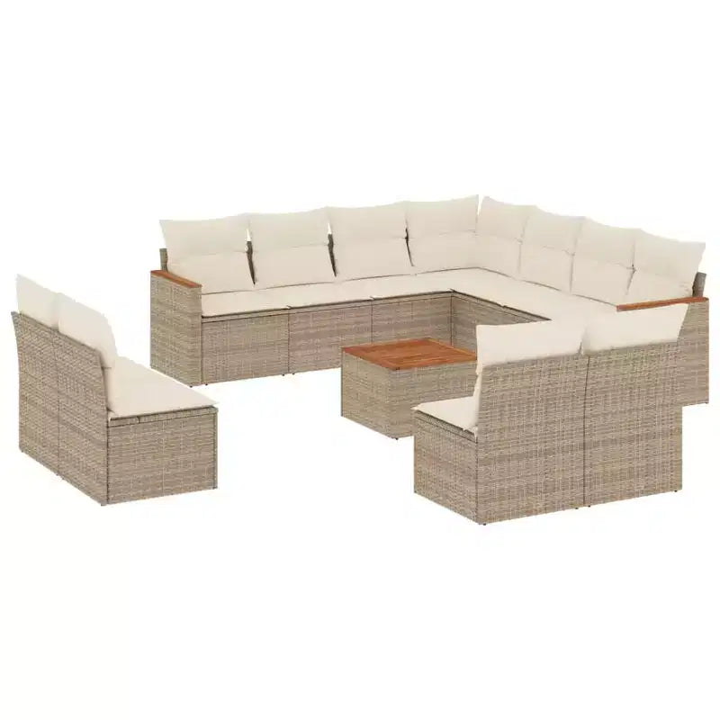 vidaXL 12 Piece Patio Sofa Set with Cushions Poly Rattan, Modular Outdoor Sectional Conversation Set