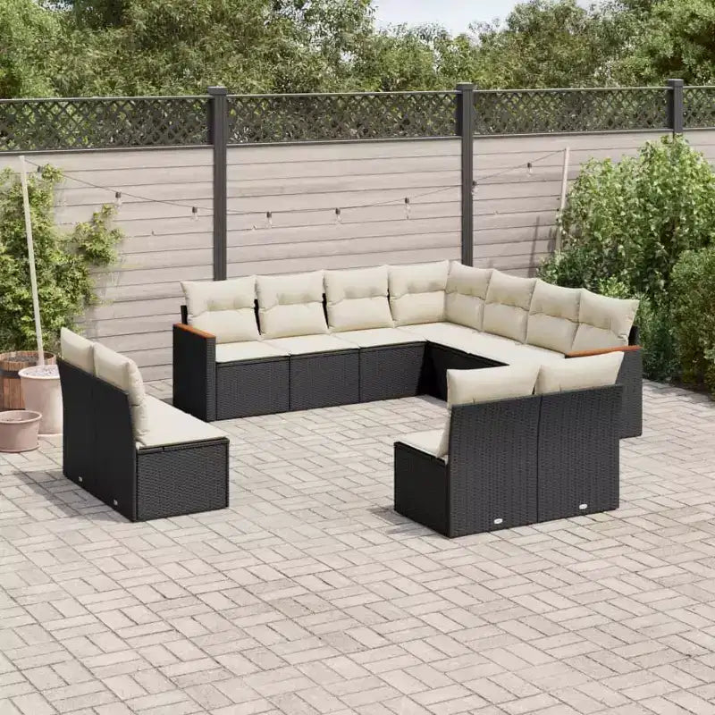 vidaXL Ensemble de canapés de jardin 12 pièces avec coussins en résine tressée, ensemble de conversation modulaire d'extérieur