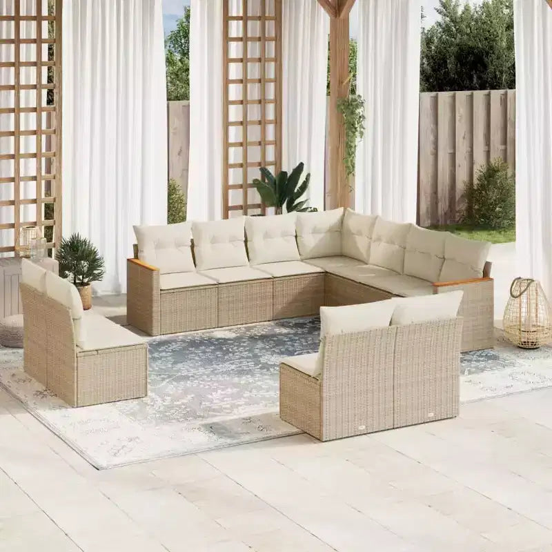 vidaXL Ensemble de canapés de jardin 12 pièces avec coussins en résine tressée, ensemble de conversation modulaire d'extérieur