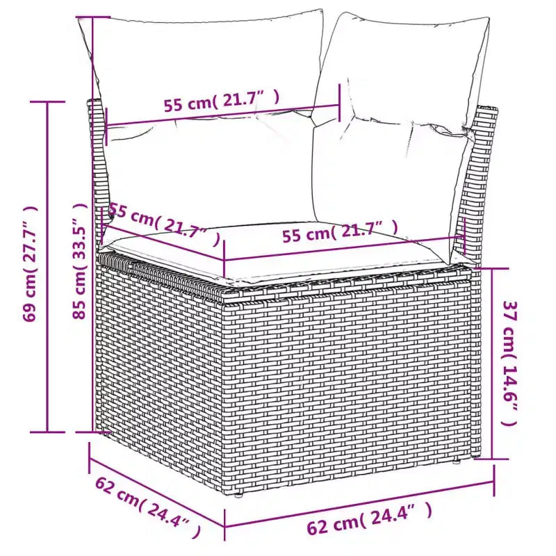 vidaXL Ensemble de canapés de jardin 12 pièces avec coussins en résine tressée, ensemble de conversation modulaire d'extérieur