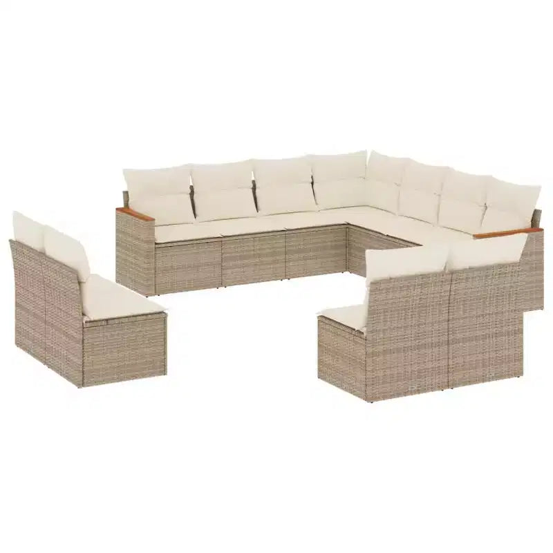 vidaXL Ensemble de canapés de jardin 12 pièces avec coussins en résine tressée, ensemble de conversation modulaire d'extérieur