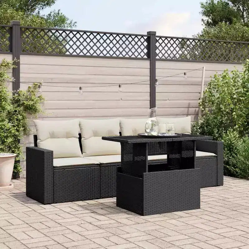 vidaXL Salon de jardin 5 pièces avec coussins en résine tressée