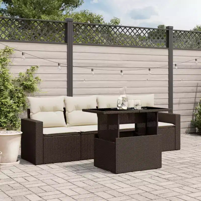 vidaXL Salon de jardin 5 pièces avec coussins en résine tressée