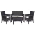 vidaXL Patio Furniture Set 4 Piece Patio Sectional Sofa with Table Poly Rattan