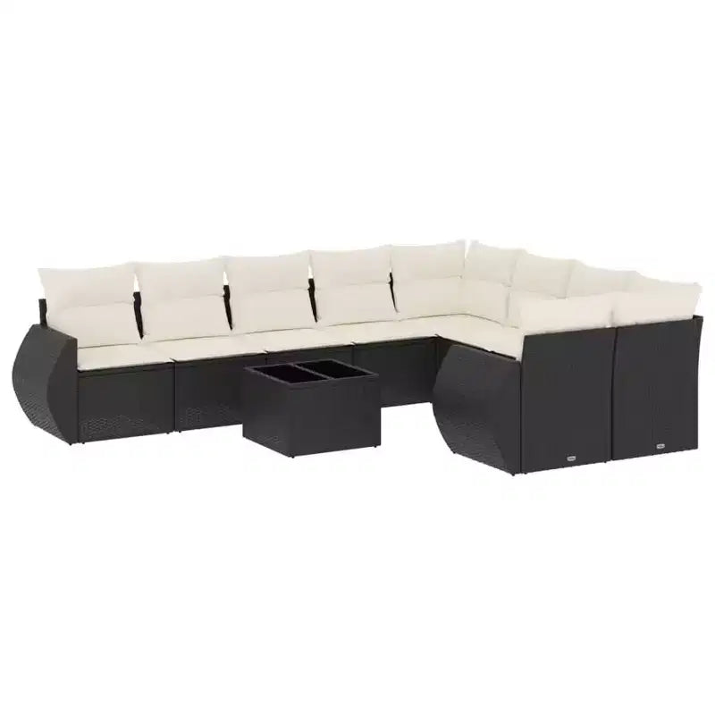 vidaXL 10 Piece Patio Sofa Set with Cushions Gray Poly Rattan