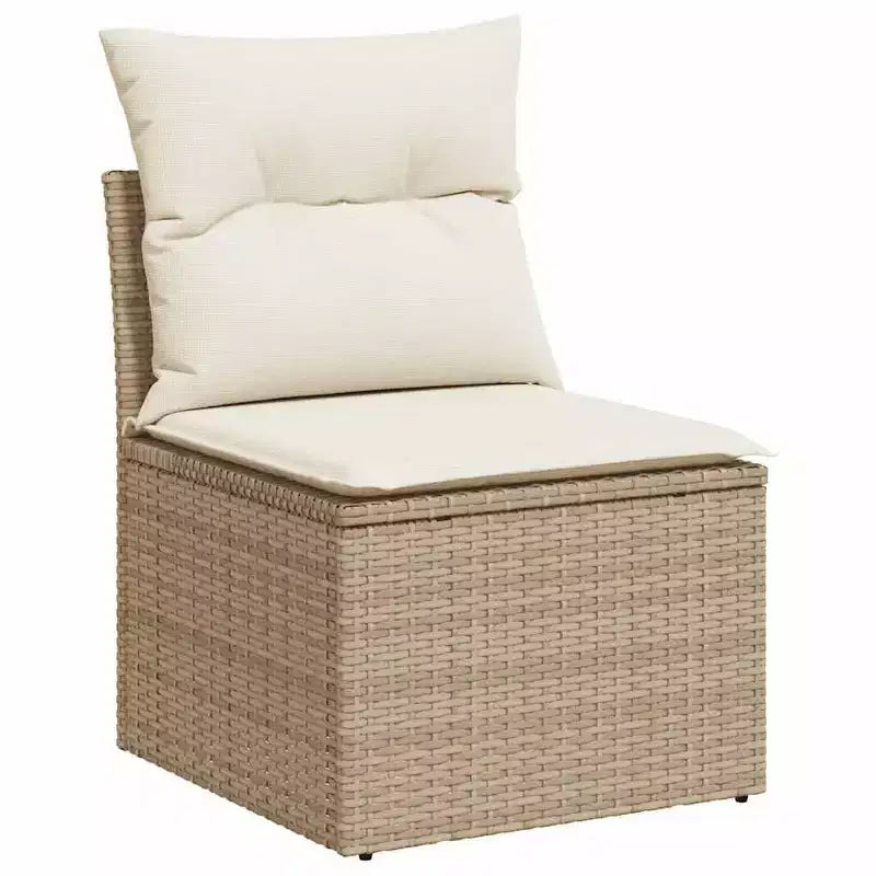 vidaXL Salon de jardin 10 pcs avec coussins Résine tressée Beige