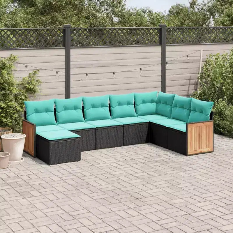 vidaXL Salon de jardin 9 pcs avec coussins résine tressée