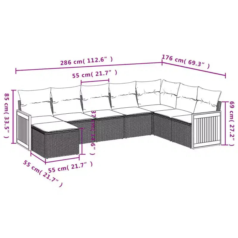 vidaXL Salon de jardin 9 pcs avec coussins résine tressée