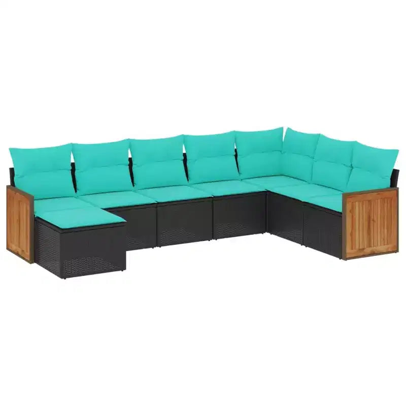 vidaXL Salon de jardin 9 pcs avec coussins résine tressée