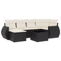vidaXL 7 Piece Patio Sofa Set with Cushions Brown Poly Rattan