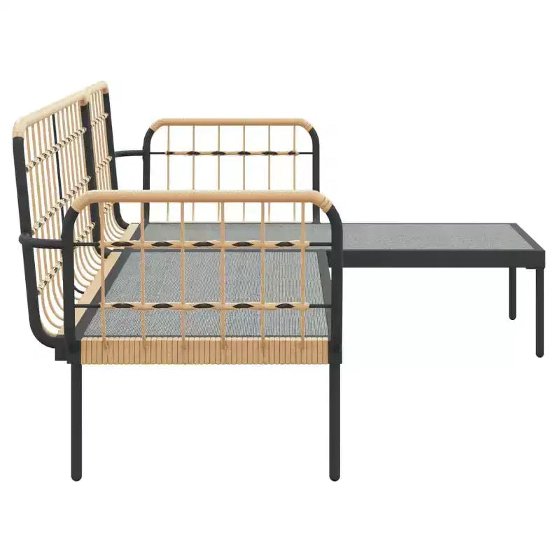 vidaXL Salon de jardin avec coussins, table et canapés 3 pièces en résine tressée