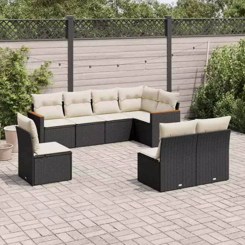 vidaXL Salon de jardin 8 pièces en résine tressée avec coussins