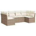 vidaXL Salon de jardin 7 pcs avec coussins résine tressée - Avec table Noir et crème