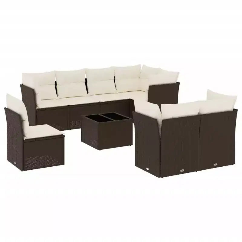 vidaXL Garden Sofa Set Rattan, Cushions