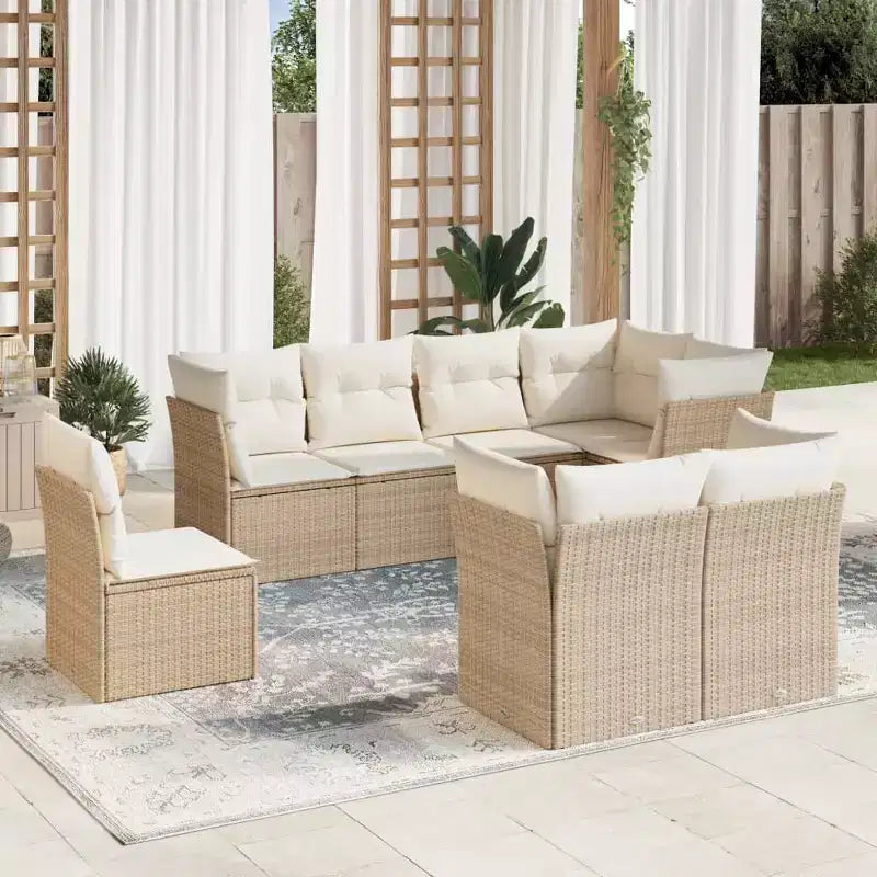 vidaXL Salon de jardin en rotin, Coussins