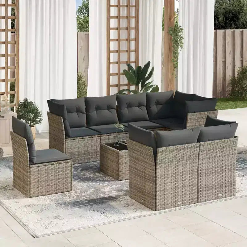 vidaXL Salon de jardin en rotin, Coussins