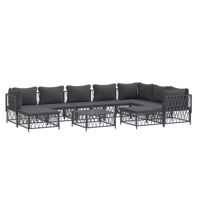 vidaXL Salon de jardin 10 pièces canapé d'angle de jardin avec coussins en acier