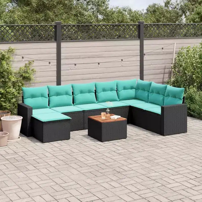 vidaXL Salon de jardin 9 pcs avec coussins résine tressée