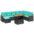 vidaXL 9 Piece Patio Sofa Set with Cushions Poly Rattan, Modular Outdoor Sectional Conversation Set, Adjustable Table, Black/Gray Options