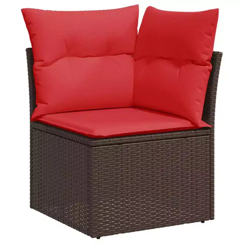 vidaXL Ensemble de canapés de jardin 6 pièces avec coussins en résine tressée, modulable, table ajustable, résistant aux UV, noir/marron/gris