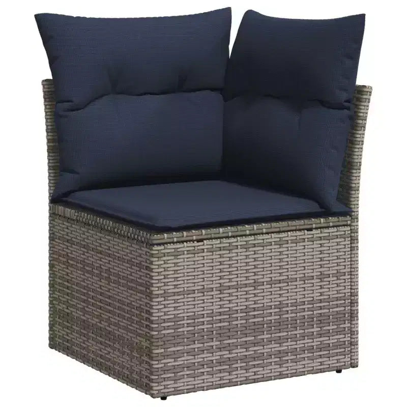 vidaXL Ensemble de canapés de jardin 6 pièces avec coussins en résine tressée, modulable, table ajustable, résistant aux UV, noir/marron/gris