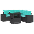vidaXL Patio Sofa Set with Cushions Table and Couches 6 Piece Poly Rattan