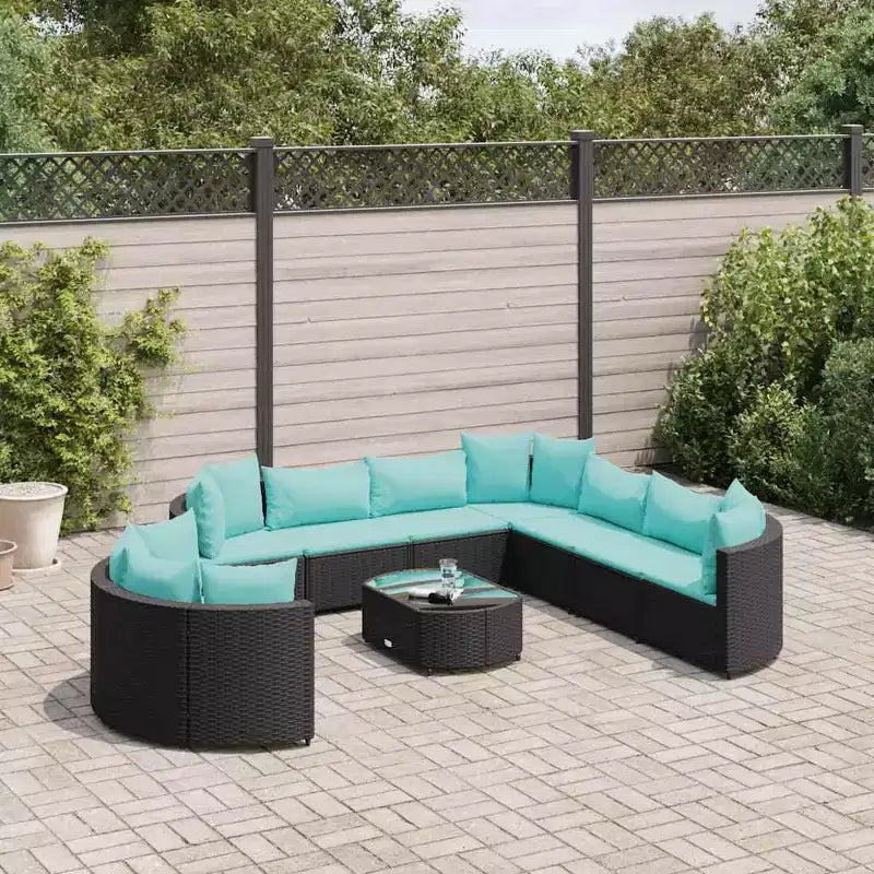 vidaXL Salon de jardin avec coussins 10 pièces en résine tressée