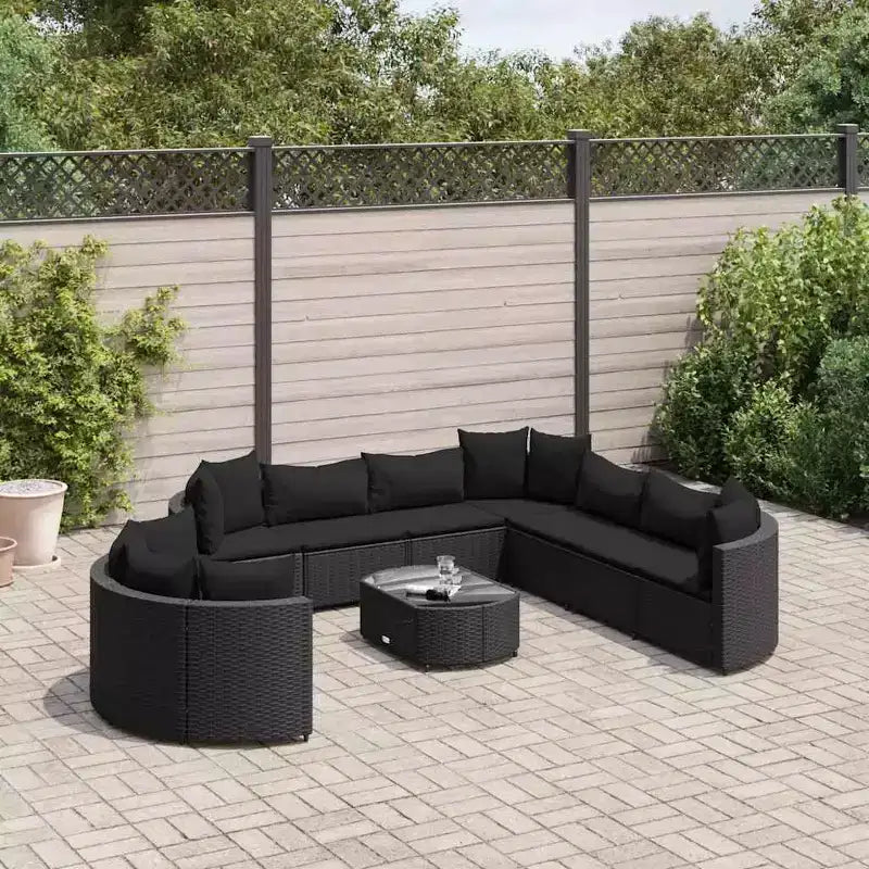 vidaXL Salon de jardin avec coussins 10 pièces en résine tressée