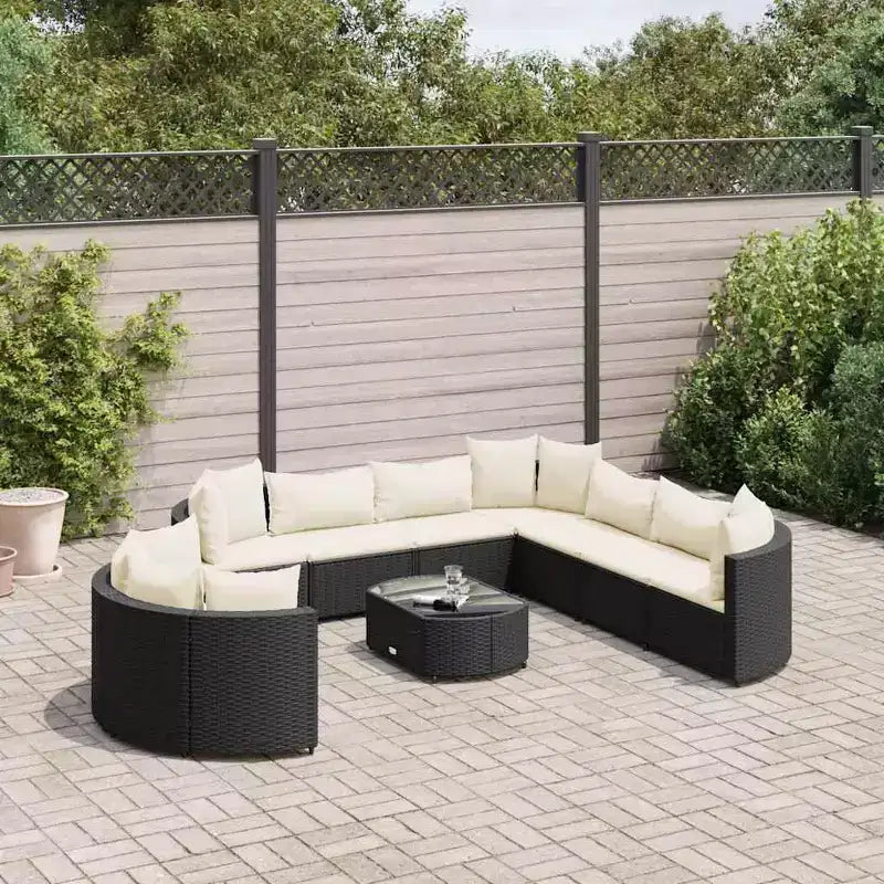 vidaXL Salon de jardin avec coussins 10 pièces en résine tressée
