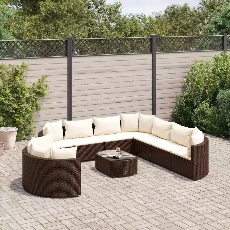 vidaXL Salon de jardin avec coussins 10 pièces en résine tressée