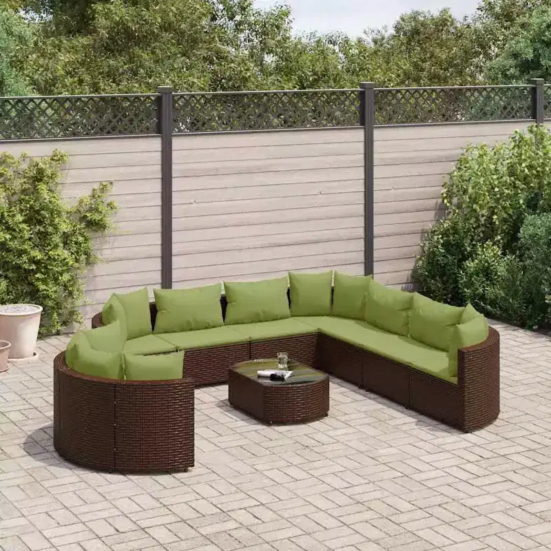 vidaXL Salon de jardin avec coussins 10 pièces en résine tressée