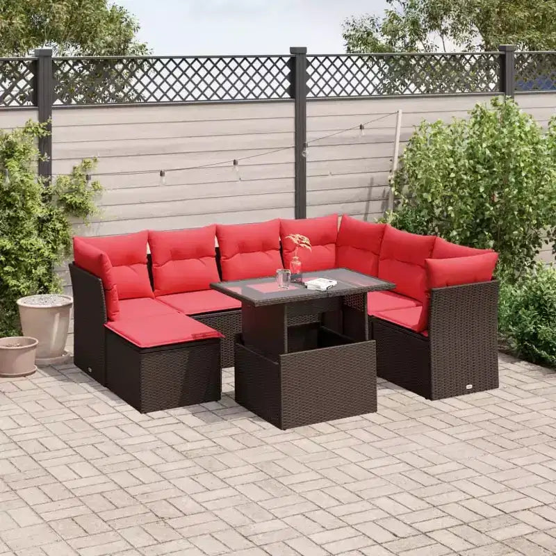 vidaXL Salon de jardin avec coussins Ensemble de canapés modulables d'extérieur 8 pièces en résine tressée