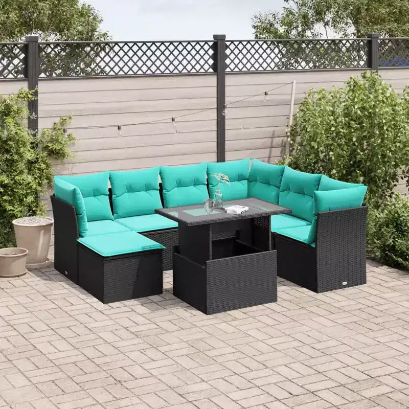 vidaXL Salon de jardin avec coussins Ensemble de canapés modulables d'extérieur 8 pièces en résine tressée