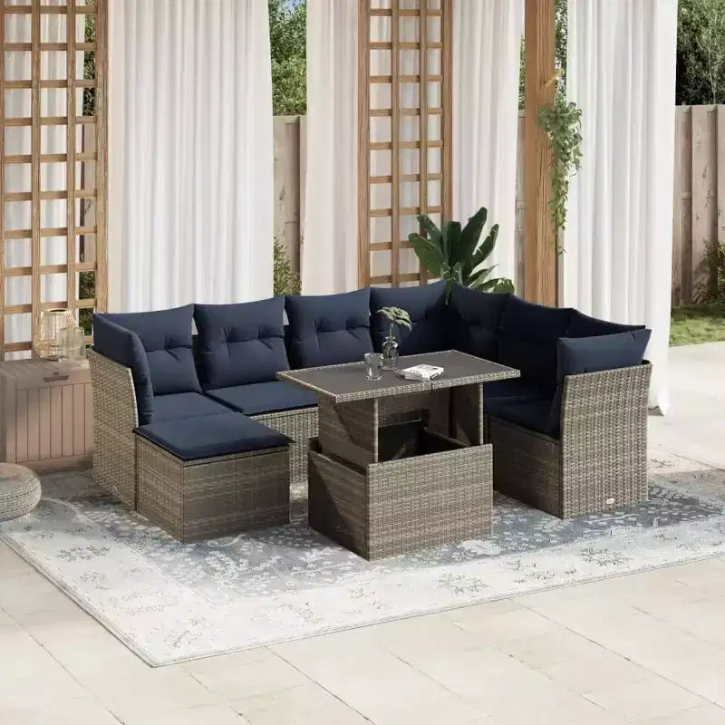 vidaXL Salon de jardin avec coussins Ensemble de canapés modulables d'extérieur 8 pièces en résine tressée