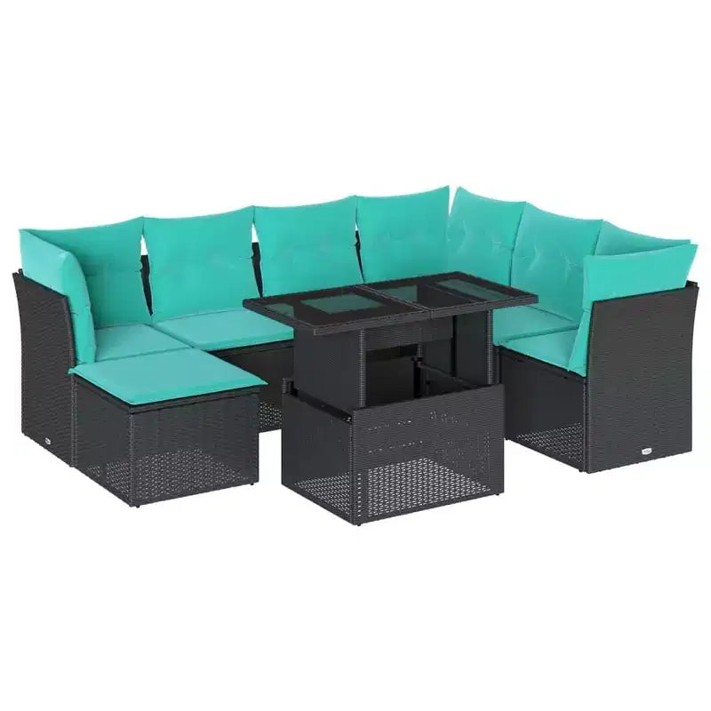 vidaXL Patio Sofa Set with Cushions Modular Outdoor Seating 8 Piece Poly Rattan