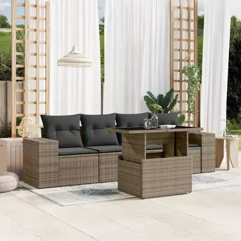 vidaXL Ensemble de canapés de jardin en résine tressée 5 pièces