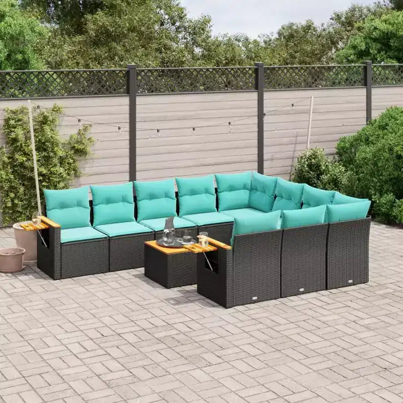 vidaXL Ensemble de canapés de jardin 11 pièces avec coussins en rotin synthétique gris (États-Unis seulement)