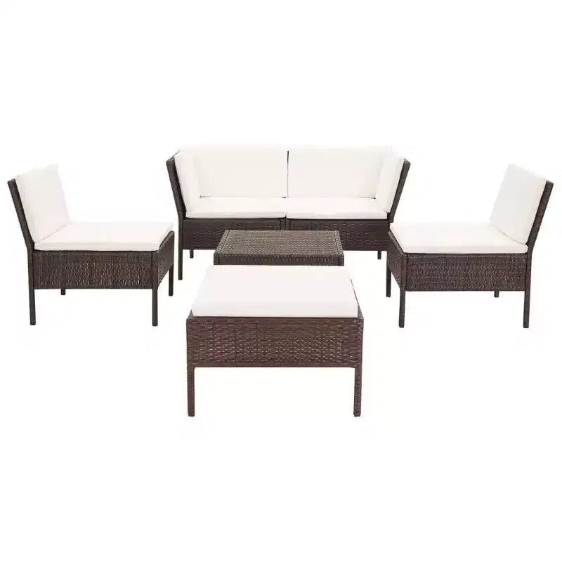 vidaXL Salon de Jardin Modulable 6 Pièces avec Table Basse Résine Tressée