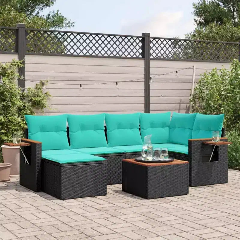 vidaXL Ensemble de canapés de jardin 7 pièces avec coussins en rotin synthétique gris (États-Unis seulement)