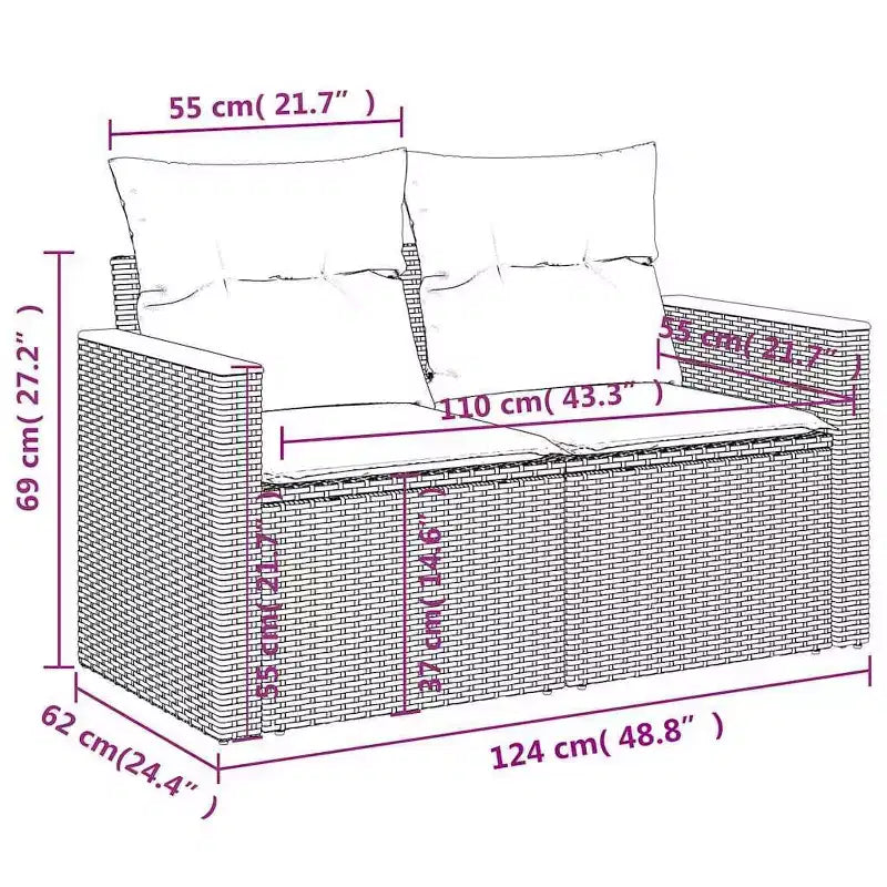 vidaXL Ensemble de canapés de jardin 7 pièces avec coussins en rotin synthétique gris (États-Unis seulement)