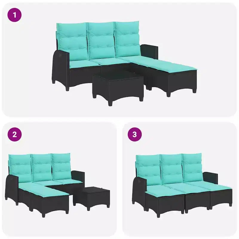 vidaXL Ensemble de canapés de jardin 3 pièces avec coussins Canapé d'angle en poly rotin