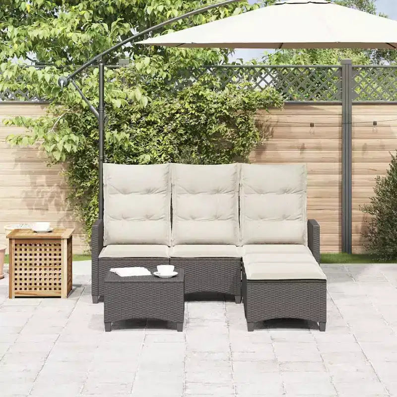 vidaXL Ensemble de canapés de jardin 3 pièces avec coussins Canapé d'angle en poly rotin