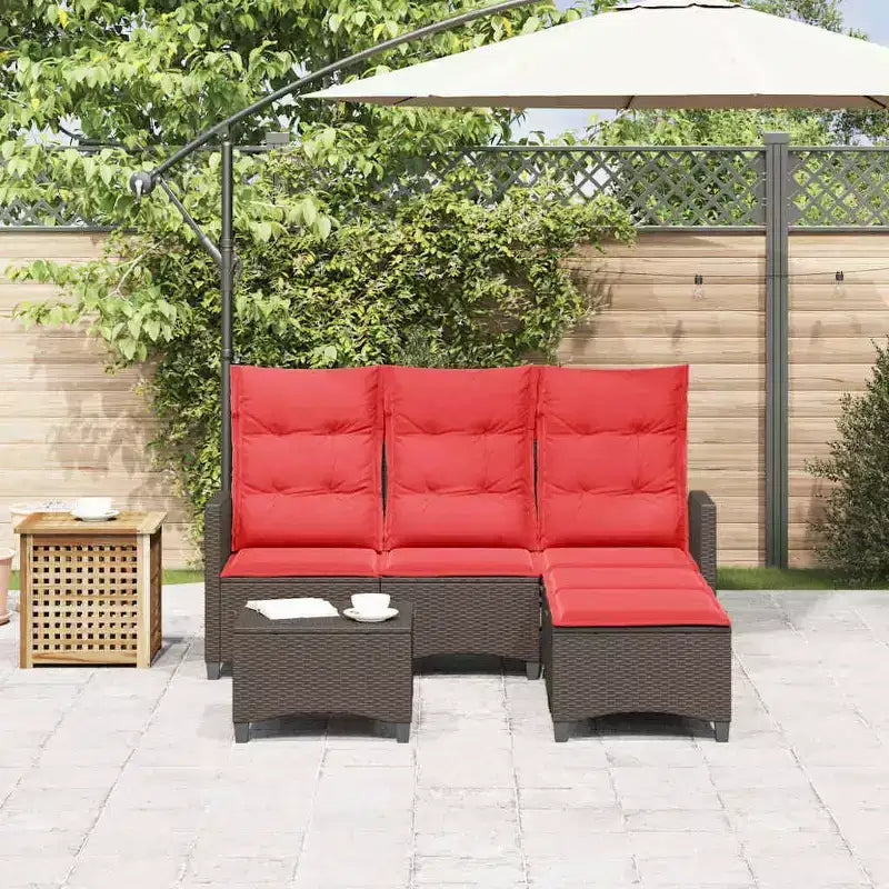 vidaXL Ensemble de canapés de jardin 3 pièces avec coussins Canapé d'angle en poly rotin