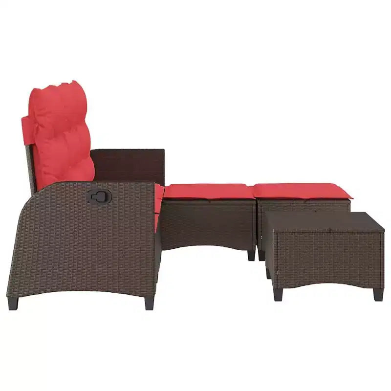 vidaXL Ensemble de canapés de jardin 3 pièces avec coussins Canapé d'angle en poly rotin