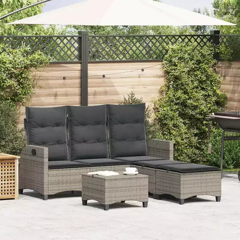 vidaXL Ensemble de canapés de jardin 3 pièces avec coussins Canapé d'angle en poly rotin