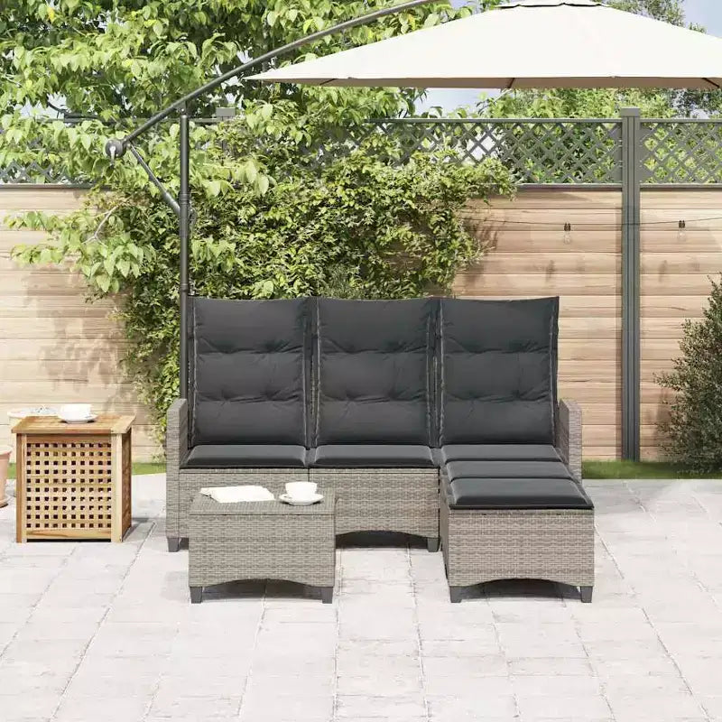 vidaXL Ensemble de canapés de jardin 3 pièces avec coussins Canapé d'angle en poly rotin