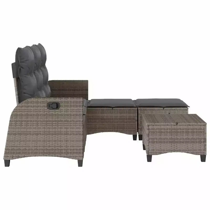 vidaXL Ensemble de canapés de jardin 3 pièces avec coussins Canapé d'angle en poly rotin