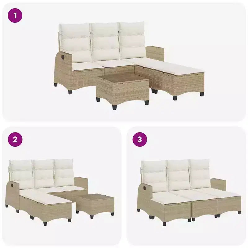 vidaXL Ensemble de canapés de jardin 3 pièces avec coussins Canapé d'angle en poly rotin
