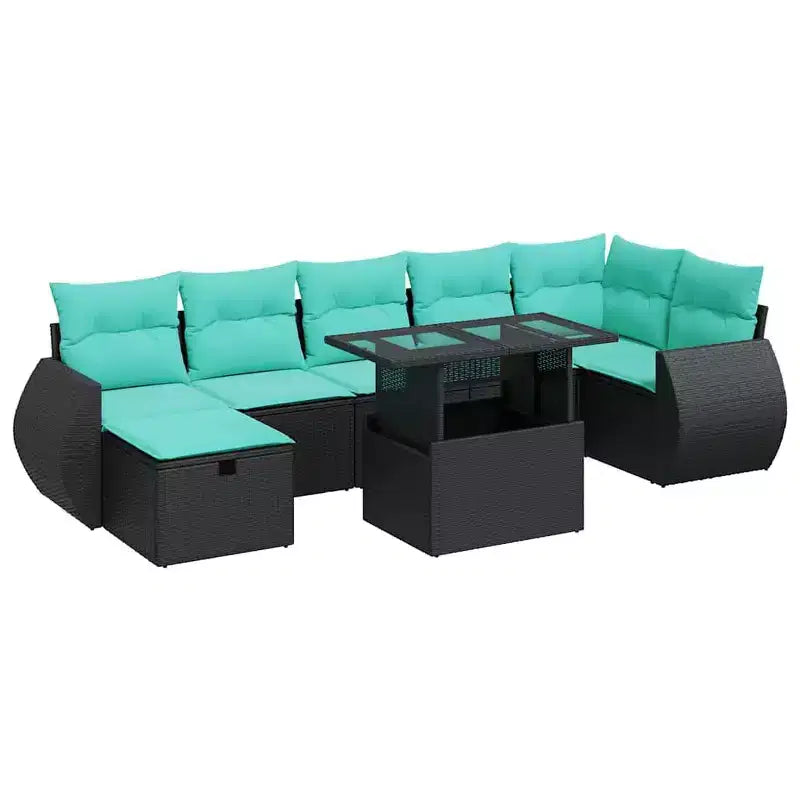 vidaXL Patio Sofa Set with Cushions Sectional Couches 8 Piece Poly Rattan