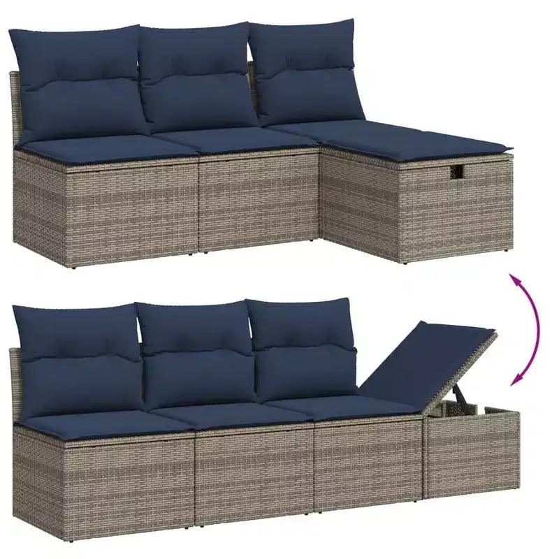 vidaXL Salon de jardin avec coussins, canapés modulaires 8 pièces en rotin synthétique